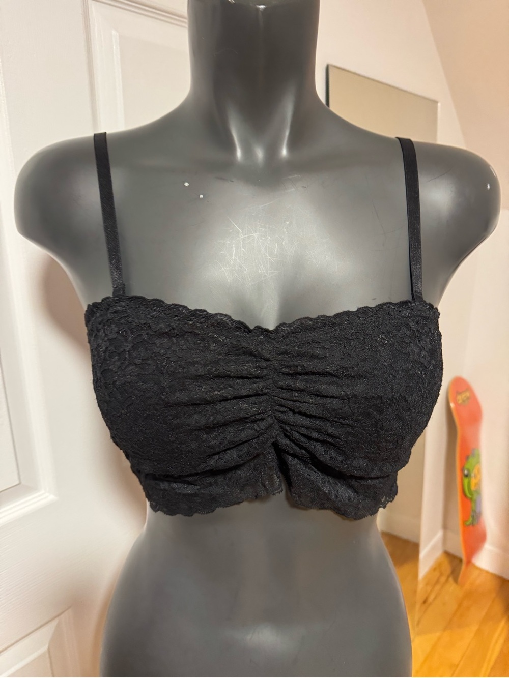 Black Lace Ruched Bralette - Women's Intimates